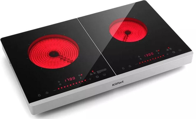 Плита Инфракрасная Kitfort КТ-147 черный/серебристый стеклокерамика настольная