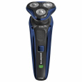 Бритва роторная Polaris PMR 0309RC wet/dry PRO 5 blades+ реж.эл.:3 питан.:элек.сеть/аккум. синий/черный