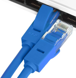 Greenconnect Патч-корд прямой 0.1m, UTP кат.5e, синий, позолоченные контакты, 24 AWG, литой, GCR-LNC01-0.1m, ethernet high speed 1 Гбит/с, RJ45, T568B