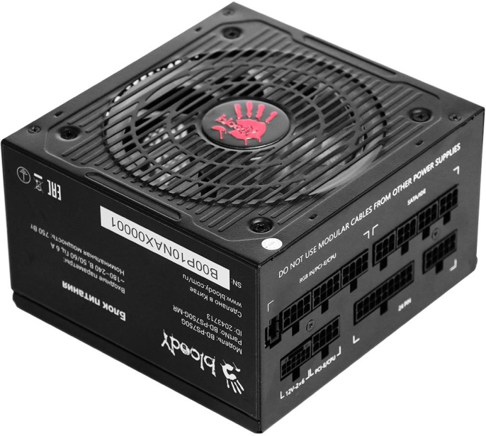 Блок питания BLOODY BD-PS750G,  750Вт,  80 PLUS GOLD,  120мм, черный, retail [bd-ps750g-mr]
