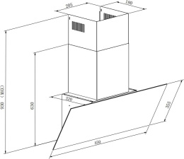 Вытяжка каминная WEISSGAUFF Lyra BL,  кнопочное управление,  черный [429928]