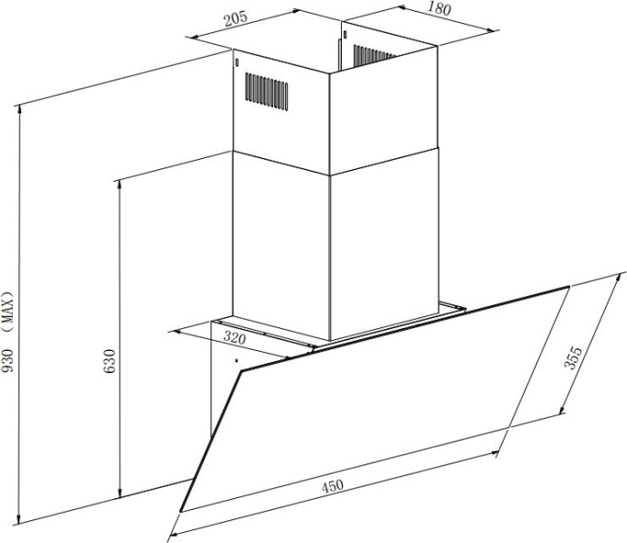 Вытяжка каминная WEISSGAUFF Lyra BL,  кнопочное управление,  черный [429928]