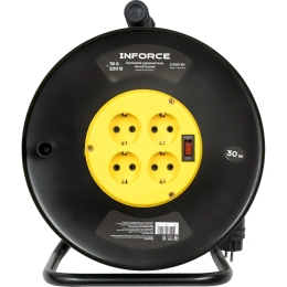 Силовой удлинитель Inforce на катушке, 4 гнезда, с/з КГ 3х2,5 16A 30м IP20 GRANITE ZG 09-15-11