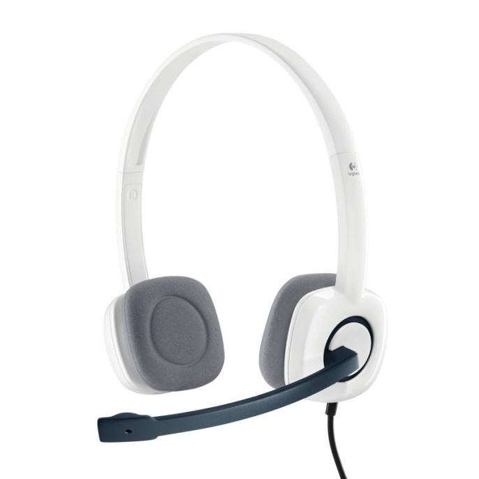 Гарнитура Logitech H150, для контактных центров, накладные, проводные, белый / черный [981-000350]
