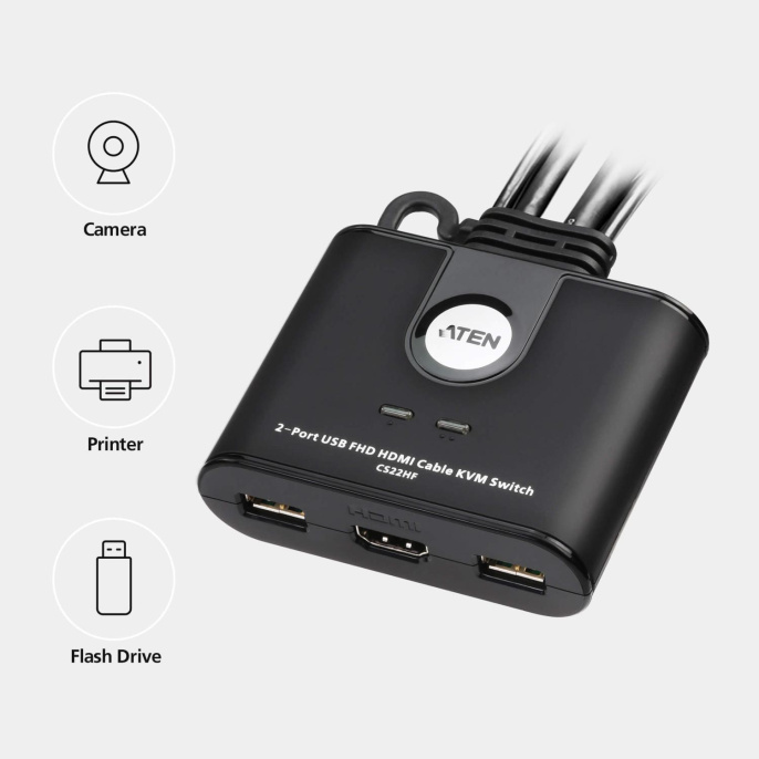 Переключатель KVM Aten CS22HF 2xPC port