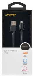 Кабель Digma micro USB (m) -  USB (m),  0.15м,  2A,  коричневый [microusb-0.15m-blk]
