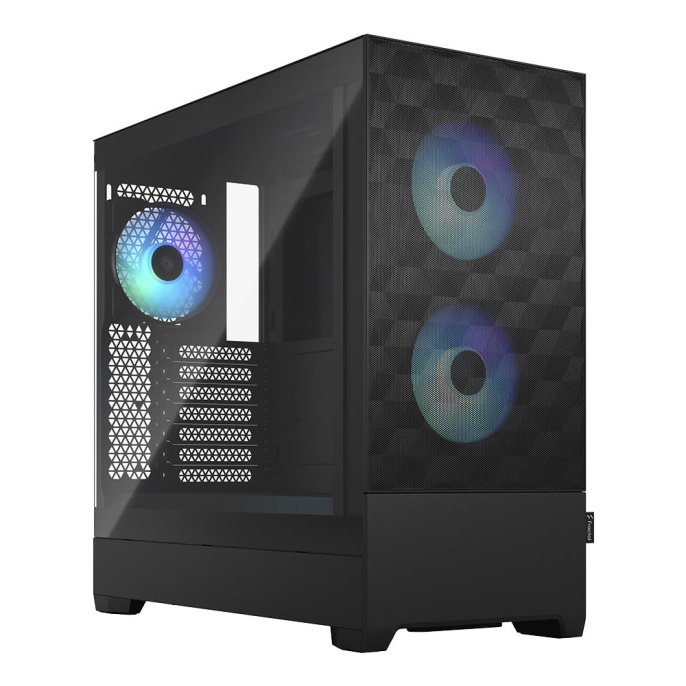 Корпус Case Fractal Design Pop Air RGB TG Clear Tint, Midi-Tower, 3x120mm RGB, 2xUSB-A 3.2 ATX, mATX, mITX Black FD-C-POR1A-06
