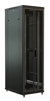 Шкаф серверный WRline (WR-TT-4268-DD-RAL9004) напольный 42U 600x800мм пер.дв.перфор.2ств. задн.дв.перфор.2-хст. 2 бок.пан. 800кг черный 710мм 2055мм IP20 сталь