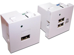 Модуль USB-зарядки, 2 порта, 45x45, белый LANMASTER LAN-EZ45x45-2U/R2-WH