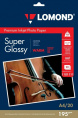 Фотобумага Lomond A4, для струйной печати, 20л, 195г/м2, тепло-белый, покрытие супер глянец [1101111]