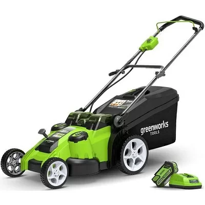 Greenworks Газонокосилка аккумуляторная G40LM49DB, TwinForce, {40V, 49 см, без АКБ и ЗУ} [2500207]