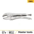 Зажимные клещи DELI с изогнутыми губками с фиксатором регулируемые DL109107Z 180мм рабочий ход 40мм, CrV 110708
