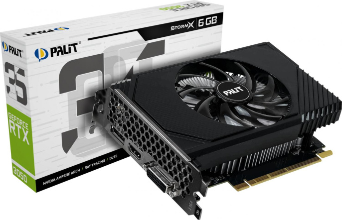 Видеокарта Palit NVIDIA  GeForce RTX 3050 PA-RTX3050 STORMX 6ГБ StormX, GDDR6, Ret [ne63050018je-1070f/1072f]