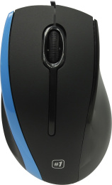 Мышь Defender MM-340 полноразмерная мышь, проводная USB Type-A, сенсор оптический 1000 dpi, 3 кнопки, колесо с нажатием, цвет черный/синий 52344