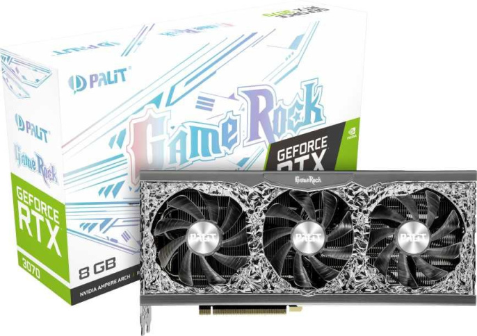 Видеокарта Palit NVIDIA GeForce RTX 3070 PA-RTX3070 GAMEROCK 8G V1 LHR 8ГБ GDDR6, LHR, Ret [ne63070019p2-1040g]