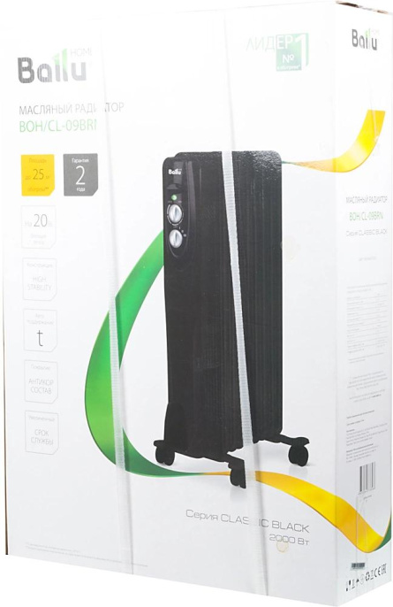 Радиатор масляный Ballu Classic Black BOH/CL-09BRN 2000Вт черный/серый