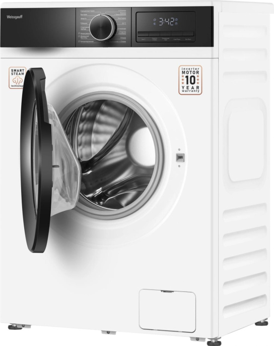 Стиральная машина WEISSGAUFF WM 45610 Inverter Steam, с фронтальной загрузкой, 6кг, 1000об/мин, с паром, инверторная