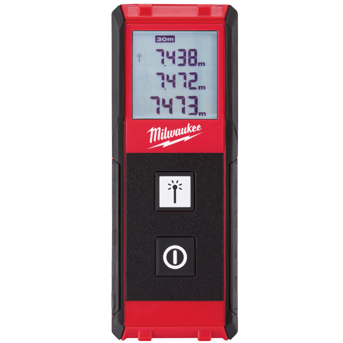 Лазерный дальномер Milwaukee LDM 30 4933459276 дальность измерения: от 0.05 до 30 м, погрешность: 2 мм, количество измерений в памяти: 3, цвет луча: красный, источник питания: батарейка AAA 2 шт , LCD экран 25х25 мм