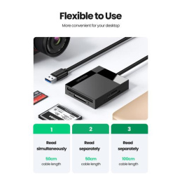 Кардридер UGREEN CR125 30333 USB 3.0 All-in-One Card Reader. Длина 50 см. Цвет: серый