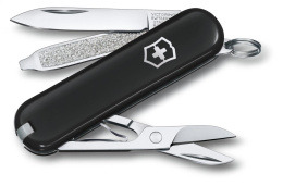 Складной нож Victorinox Classic SD Dark Illusion, функций: 7, 58мм, черный, коробка подарочная [0.6223.3g]