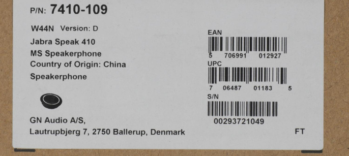 Спикерфон Jabra Speak 410 MS,  черный [7410-109]