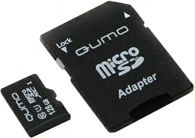 Карта памяти Qumo QM128GMICSDXC10U1 microSDXC 128Gb Class10 UHS-I U1 + microSD-- SD Adapter