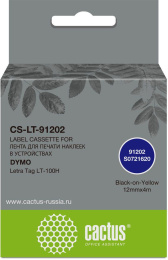 Картридж Cactus CS-LT-91202, 91202, 12мм,  черный шрифт, желтый фон,  4м ( CS-LT-91202