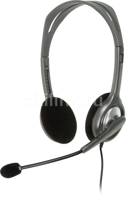 Наушники с микрофоном Logitech H110 темно-серый/черный 1.8м накладные оголовье (981-000472)