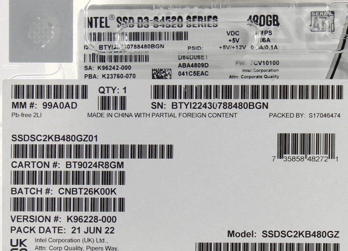 Накопитель SSD Supermicro D3 S4520 480GB SATA 6Gb/s 3D TLC 2.5 7.0mm 2DWPD SSDSC2KB480GZ01 HDS-25T0-480G0-L2-TXD-NON-007
