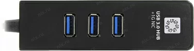 5bites UA3-45-04BK адаптер USB3.0 -- UTP 1000Mbps + 3-port USB3.0 Hub