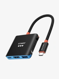USB-Хаб (концентратор) CABLETIME CBS1B (CT-SHUB31-AB) 3-в-1 с поддержкой Switch2/1 - Black+Orange+Blue