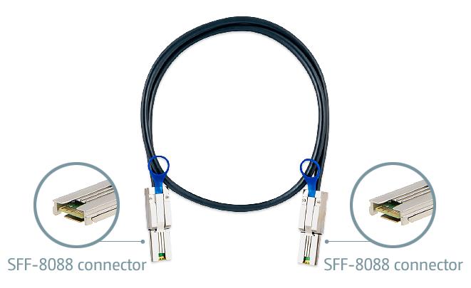 КабельQNAP CAB-SAS05M-8088 mini SAS cable SFF-8088 , 0.5 m
