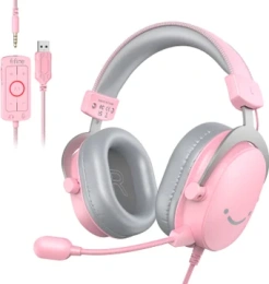 Наушники с микрофоном FIFINE H9P 7.1, съемный микрофон, Pink-Grey