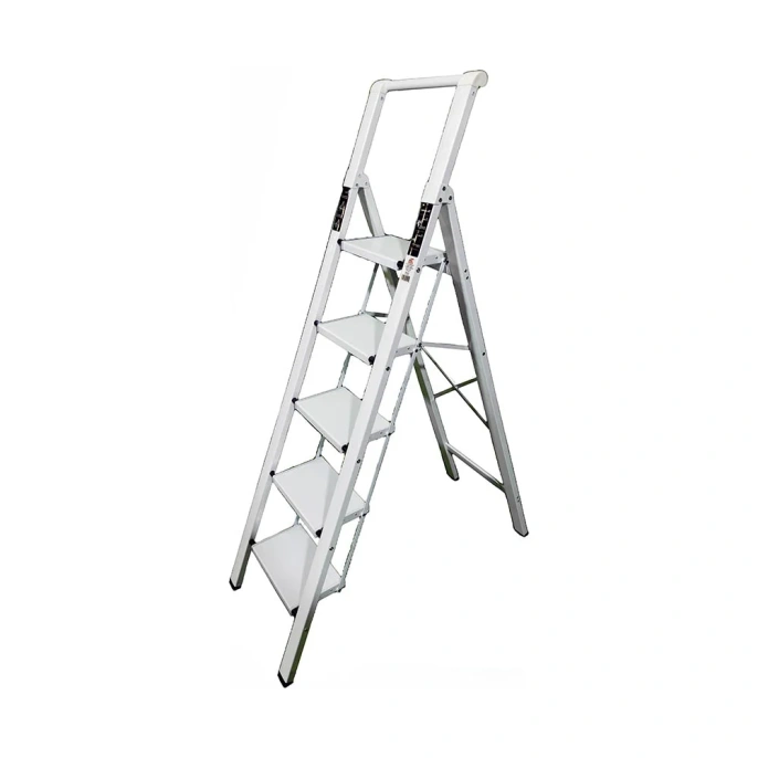 Алюминиевая стремянка SevenBerg calipso 5 широких ступеней белая Calipso-5 silver