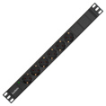 Блок розеток с кабелем с вилкой C14 ExeGate ServerPro PDU-19H604 Al-6S-C14-2.5CU (19", 1U, Алюминий, 6*EU/Тип F(Schuko), кабель с вилкой C14 VDE-250V-10A-3*1.0mm2, медь, 2.5 метра, индикатор питания, черный, RTL) EX280829RUS