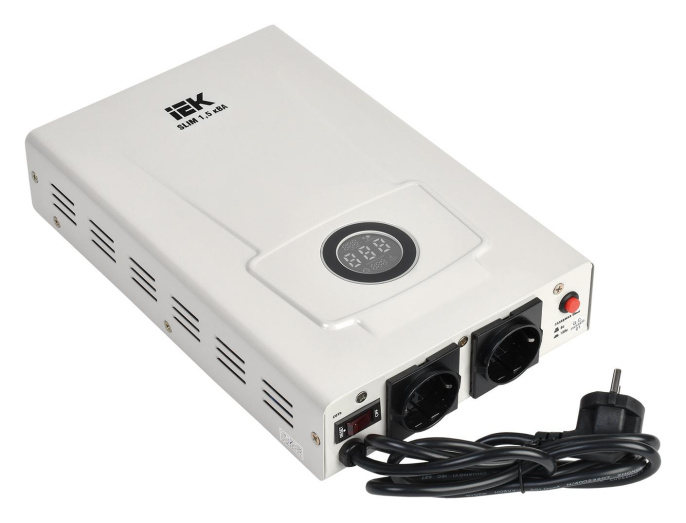 Стабилизатор напряжения IEK Slim, 1.2кВт белый [ivs22-1-d15-09]