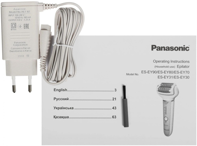Эпилятор Panasonic ES-EY90-A520 скор.:3 насад.:6 от аккум. голубой/белый