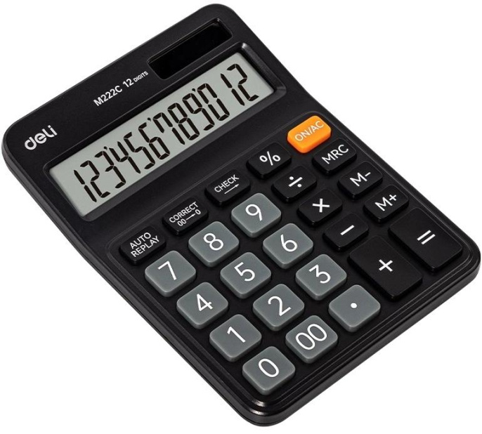 Калькулятор настольный Deli Askend EM222C черный 12-разр.