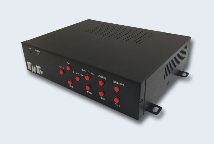 TNTV/TNT MMS-0104WPBH Контроллер видеостены, 3 входных порта: VGA/DVI/HDMI, 4 выходных порта HDMI, макс. разрешение 1920х1080;де-эмбеддер звука;зеркальный поворот изображения,;пульт ДУ