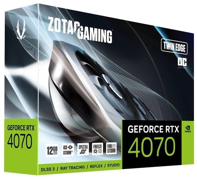 Видеокарта Zotac PCI-E 4.0 RTX 4070 TWIN EDGE OC NVIDIA GeForce RTX 4070 12Gb 192bit GDDR6 2490/20000 HDMIx1 DPx3 HDCP Ret ZT-D40740H-10M