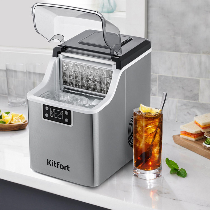 Ледогенератор KitFort КТ-1826, 150Вт, 3200мл, нержавеющая сталь/черный