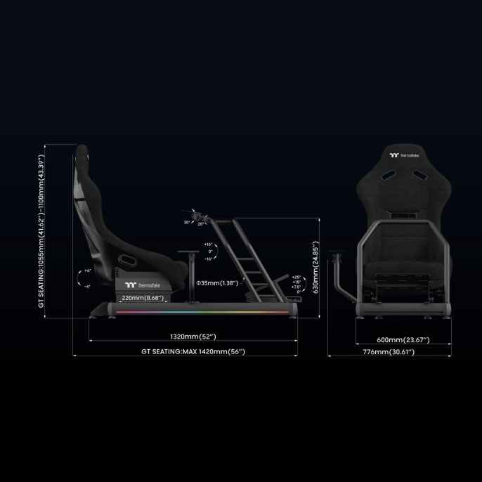 Игровая приставка Thermaltake GR500 Racing Simulator Cockpit /Steel+AluminumBlack/01 GSC-R50-CPASBB-01