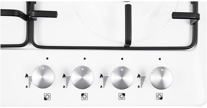 Газовая варочная панель NORDFROST HS 6040 W,  4 конфорки,  эмалированная сталь,  белый