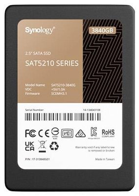 Ssd диск Synology SSD SAT5210 Series SATA 2,5" 960Gb, R530/W500Mb/s, IOPS 98K/67K, MTBF 1,5M repl SAT5210-3840G