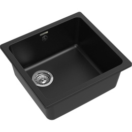 Кухонная мойка RIVELATO RIVELATO Мойка BERKANA 45 1-чаш 485*455, монтаж: универсальный, материал: кварц, цвет: черный BK-45 nero