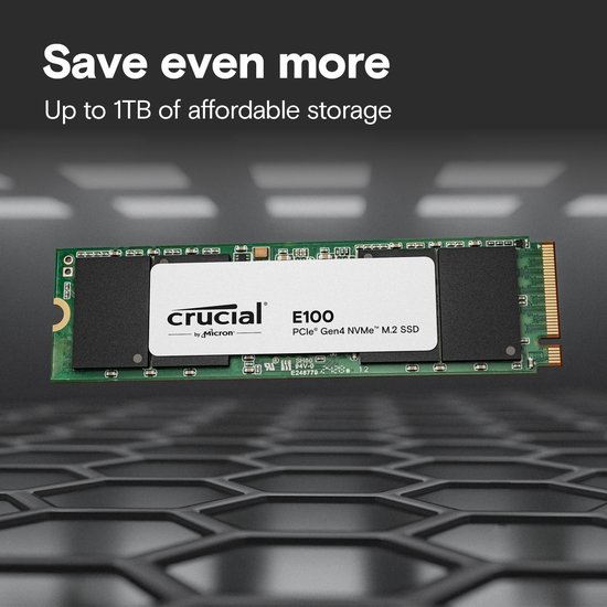 Накопитель SSD M.2 2280 M PCI Express 4.0 x4 Crucial 1Tb E100 CT1000E100SSD8 5000/4500 MBps TLC