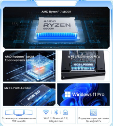 Неттоп Acer Gadget E10 ERBox AMD Ryzen 7 6800H,  LPDDR5 16ГБ, 512ГБ(SSD),  AMD Radeon 680M,  Windows 11 Pro,  черный и белый