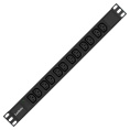 Блок розеток с разъемом подключения C20 ExeGate ServerPro PDU-19H007 Al-12C13-C20 (19", 1U, Алюминий, 12*IEC 320 C13, IEC 320 C20, индикатор питания, черный, RTL) EX280865RUS