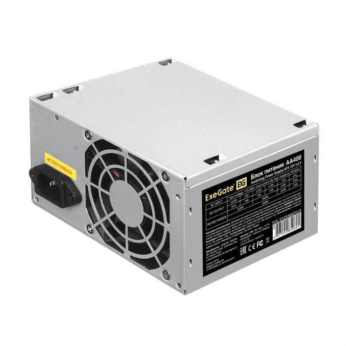 Блок питания 400W ExeGate AA400-PC (ATX, PC, 8cm fan, 24pin, 4pin, 2xSATA, IDE, кабель 220V в комплекте 1,8м) EX253682RUS-PC