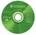 Оптический диск DVD+R Verbatim 4.7ГБ 16x, 5шт., slim case, разноцветные [43556]